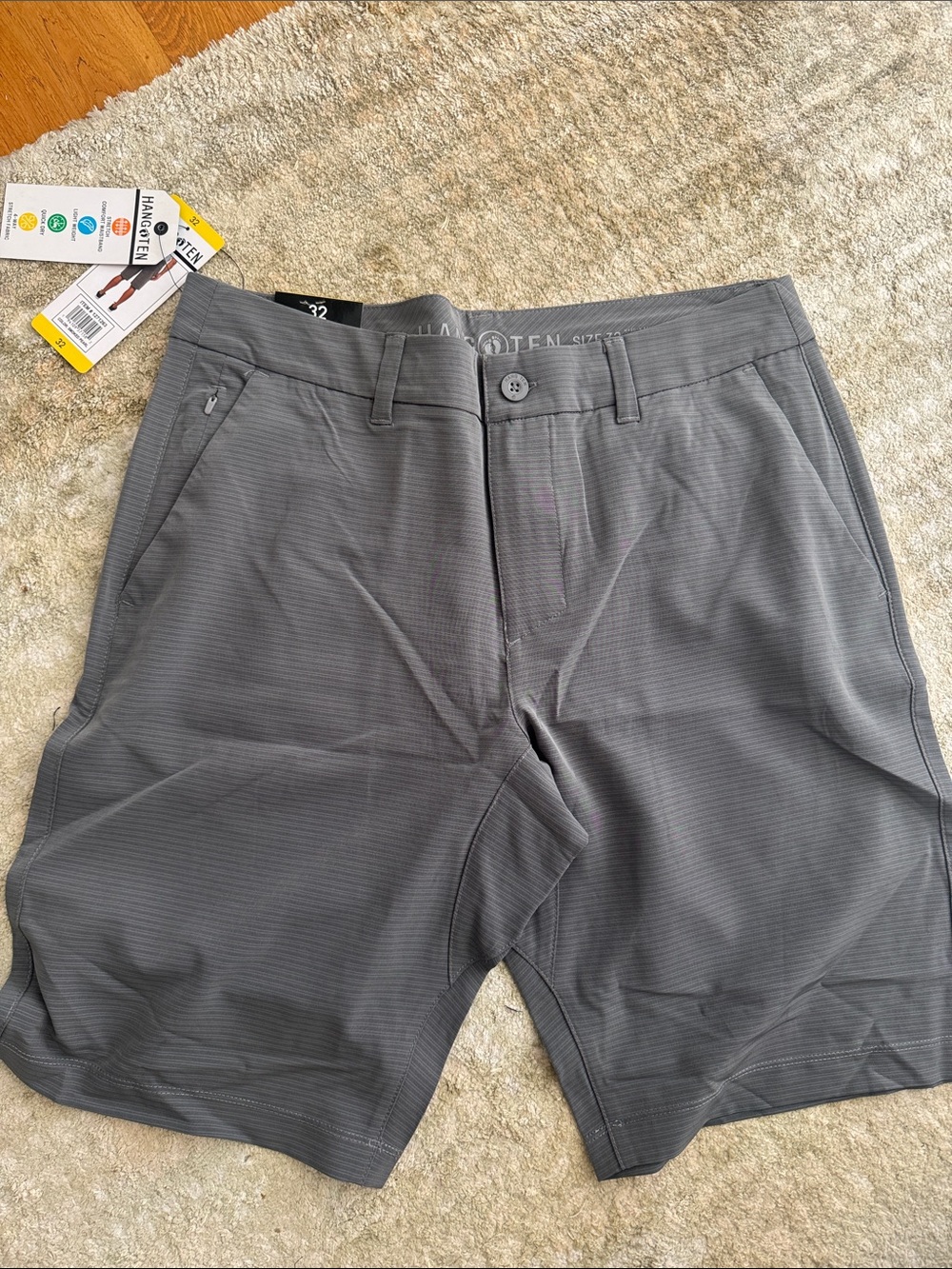 Hurley Men's Gray Performance Flat Front Shorts
